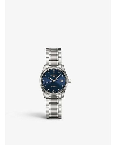 Longines L22574976 Master Stainless-steel And 0.34ct Round-cut Automatic Watch - Blue