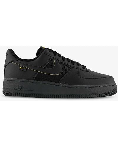 Nike Air Force 1 '07 Logo-embellished Leather Low-top Trainers - Black