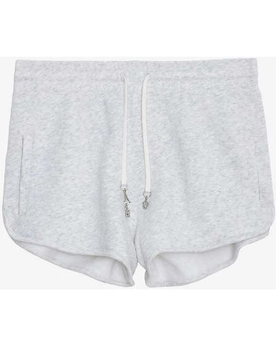 Zadig & Voltaire Smile Skull-embellished High-rise Cotton Shorts - White