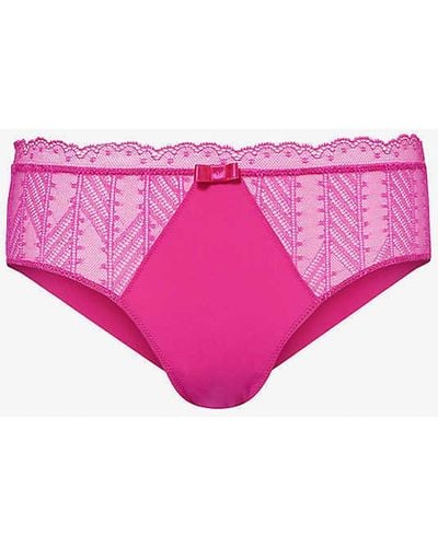Simone Perele Canopee Mid-rise Stretch-lace Briefs - Pink