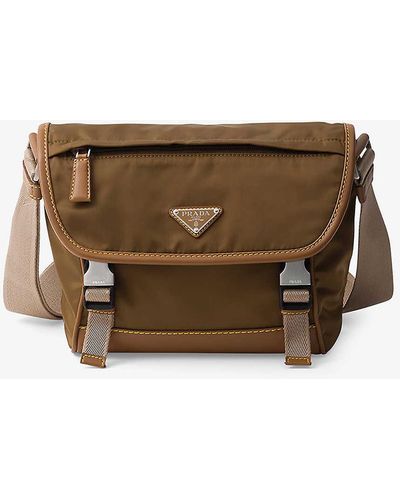 Prada Re-nylon And Leather Shoulder Bag - Brown