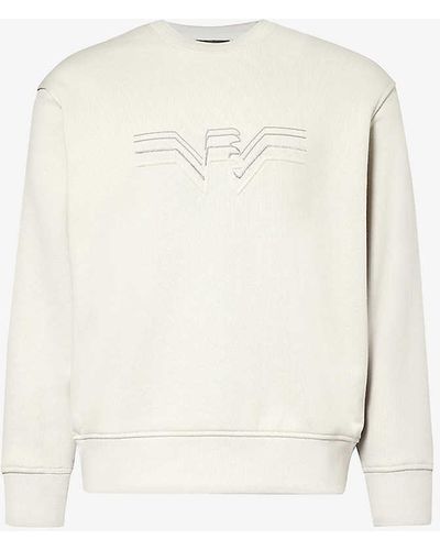 Emporio Armani Logo-embroidered Cotton-jersey Sweatshirt X - White