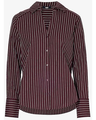 PAIGE Davlyn Striped Cotton Shirt - Purple