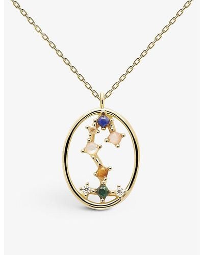 Pdpaola Zodiac Scorpio 18ct Yellow -plated Sterling-silver And Gemstones Pendant Necklace - Metallic