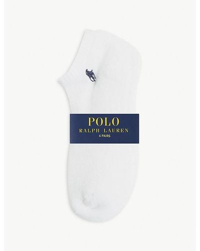 Polo Ralph Lauren Logo-embroidered Stretch-woven Socks Pack Of 6 - White