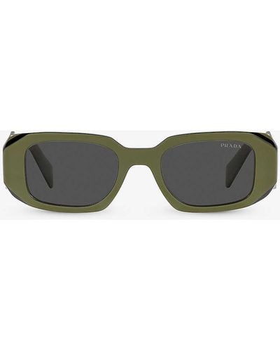 Prada Pr 17ws Rectangular-frame Acetate Sunglasses - Green