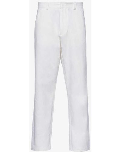 Prada Brand-plaque Raw-treatment Loose-fit Jeans - White