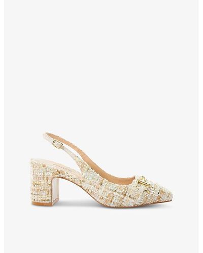 Dune Choices Chain-embellished Heeled Slingback Courts - Natural