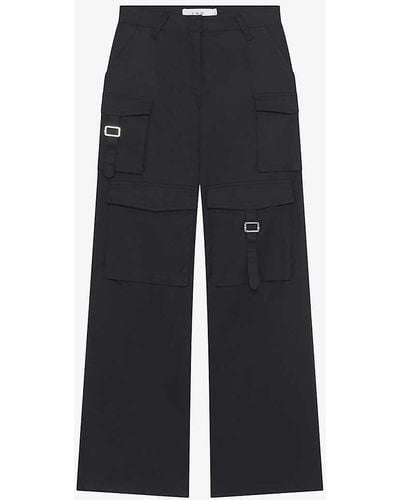 IRO Abeline Patch-pocket High-rise Organic-cotton Trousers - Blue