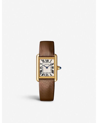 Cartier Crwgta0054 Tank Louis Small Model 18ct Yellow-gold And Leather Quartz Watch - White