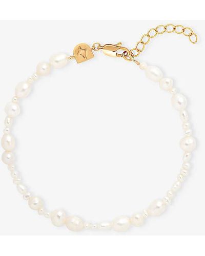 Astrid & Miyu Serenity Beaded -plated Brass And Pearl Bracelet - White