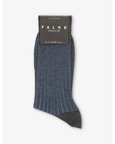 FALKE Shadow Logo-print Cotton-blend Knitted Socks - Blue