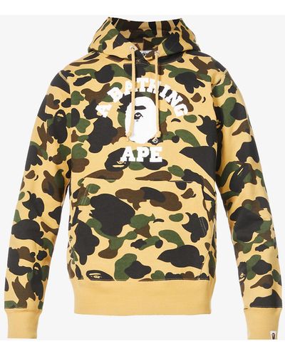 A Bathing Ape College Camouflage-print Cotton-jersey Hoody - Yellow