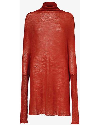 Rick Owens Relaxed-fit Semi-sheer Wool Shroud - Red