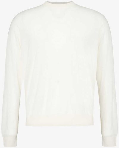 Emporio Armani Travel Brush-texture Regular-fit Wool Knitted Jumper Xx - White