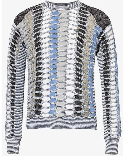 Vivienne Westwood Marcel Abstract-pattern Knitted Jumper - Blue