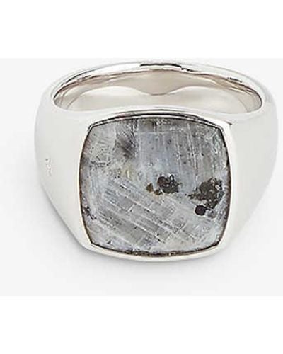 Tom Wood Cushion Larvikite Rhodium-plated Sterling- Signet Ring - White