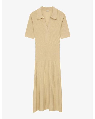 JOSEPH Ribbed Merino-wool Knitted Polo Dres - Natural