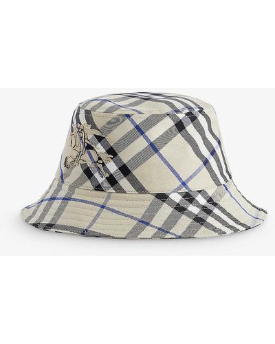 Burberry Check-pattern Cotton-blend Bucket Hat - White