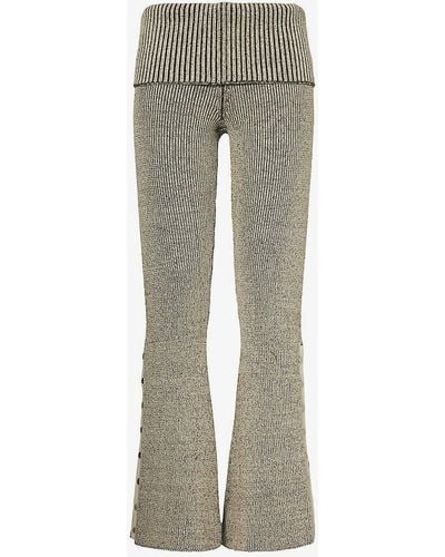 Jaded London Popper-hem Flared-leg Cotton Knitted Trousers - Grey