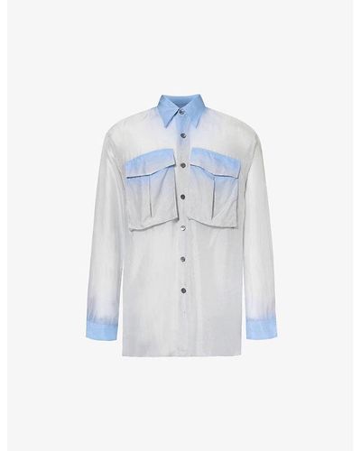 Dries Van Noten Gradient-pattern Relaxed-fit Silk Shirt X - Blue