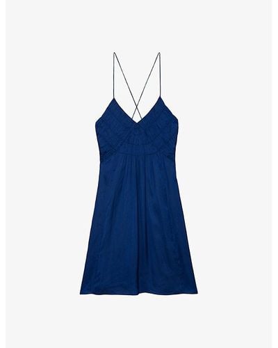 Zadig & Voltaire Rayonna V-neck Recycled-polyester Mini Dress - Blue