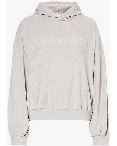 Calvin Klein Lounge Logo-print Cotton-blend Hoody - White