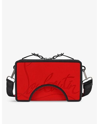 Christian Louboutin Adolon Logo-embellished Leather And Rubber Cross-body Bag - Red