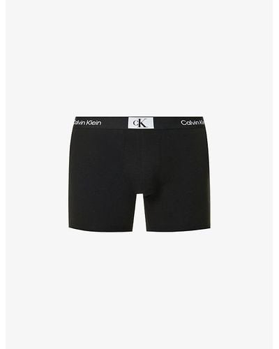 Calvin Klein Logo-waistband Stretch-recycled Cotton-blend Boxers X - Black