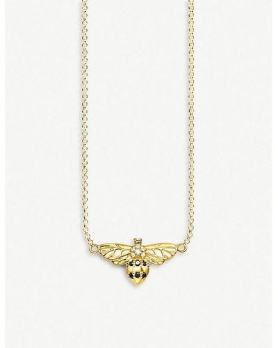 Thomas Sabo Bee 18ct Yellow-gold Silver And Zirconia Necklace - White