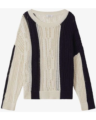 Reiss Terry Colour-block Knitted Jumper - Blue