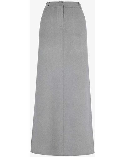 Frankie Shop Malvo Split-hem Wool-blend Maxi Skirt - Grey