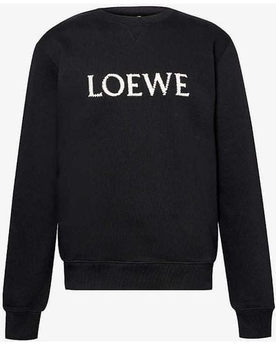 Loewe Crewneck Brand-embroidered Cotton-jersey Sweatshirt - Black