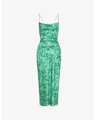 OMNES Riviera Graphic-print Recycled-polyester Midi Dress - Green