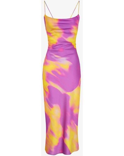OMNES Riviera Cowl-neck Sleeveless Recycled-polyester Midi Dress - Pink