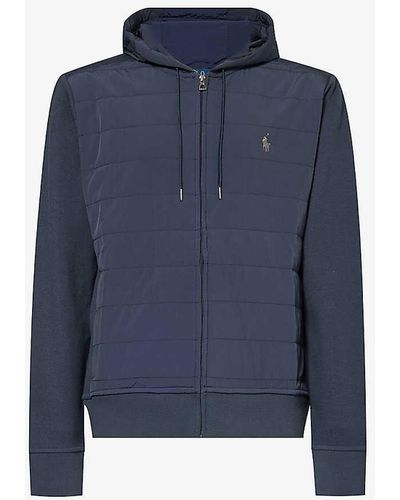 Polo Ralph Lauren Drawstring-hood Quilted-padding Cotton-blend Jacket - Blue