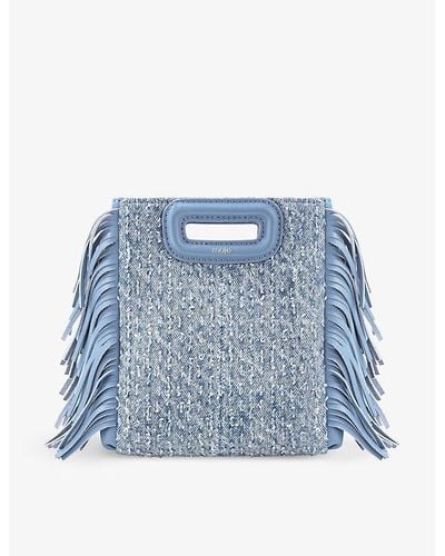 Maje Mini M Tassel-embellished Denim Cross-body Bag - Blue