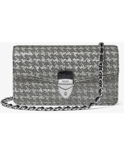 Aspinal of London Mayfair 2 Dogtooth Leather Clutch Bag - Grey
