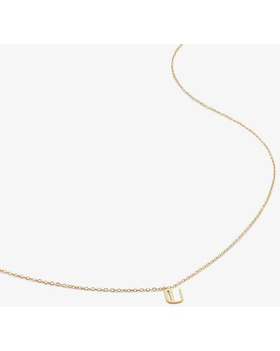 Monica Vinader Small Letter U 14ct Yellow-gold Pendant Necklace - White