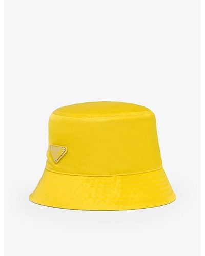 Prada Logo-plaque Recycled-nylon Bucket Hat Xx - Yellow