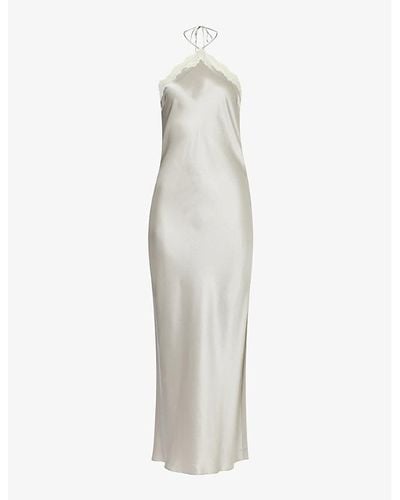 Reformation Aara Lace-trimmed Silk Midi Dres - White