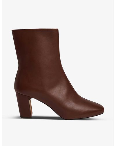 Whistles Holan Heeled Leather Ankle Boots - Brown