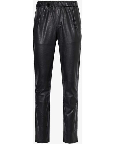 PAIGE Snider Icon Mid-rise Tapered-leg Leather Trousers X - Grey
