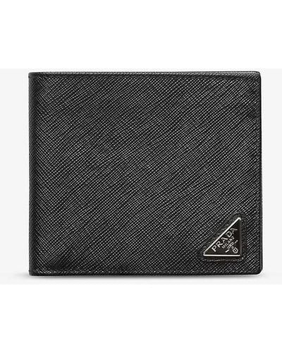 Prada Logo-plaque Saffiano Leather Wallet - Black