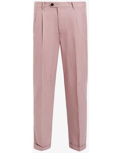 AllSaints Tallis Tapered-leg Mid-rise Cotton-blend Trousers - Pink