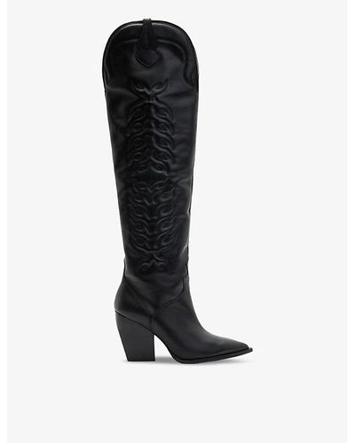 AllSaints Roxanne Western Leather Knee-high Boots - Black