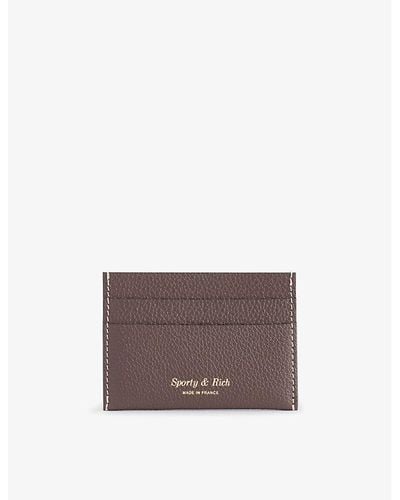 Sporty & Rich Foiled-logo Grained-leather Card Holder - Brown