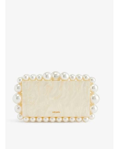 Cult Gaia Eos Faux-pearl And Acrylic Clutch Bag - Natural