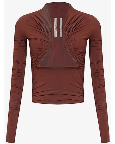 Rick Owens Hen Prong Cut-out Stretch-woven Top - Red