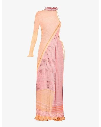 Roberta Einer Bianca High-neck Cotton-knit Maxi Dress - Pink